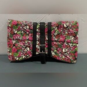 Colorful Skull and Rose Clutch/ Shoulder Bag